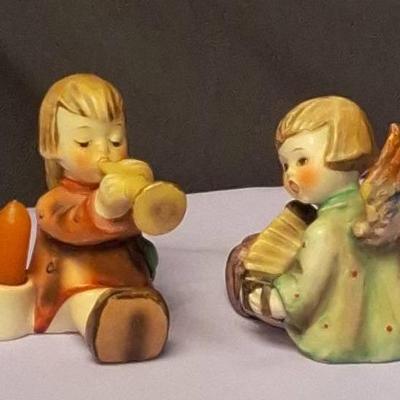 Vintage Hummel-Style Angel Musician Candleholders – Germany – Set of 2