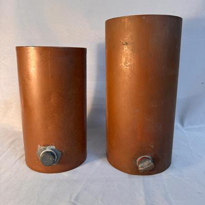 Vintage Industrial Copper Canisters with Drain Plugs – Steampunk Decor or Plumbing Relics