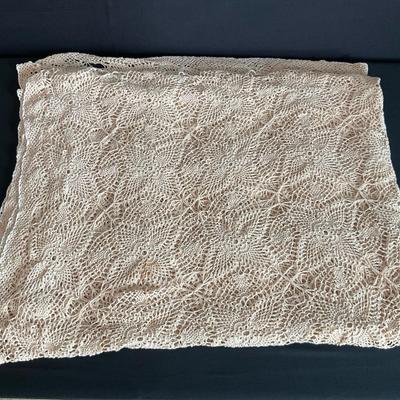 Beige Crocheted Tablecloth