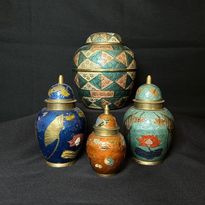 Brass Enamel Ginger Jars