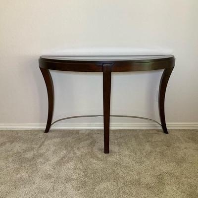 Wood And Glass Half Moon Console Table