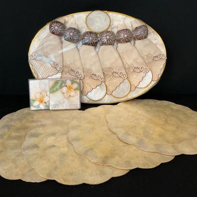 Capiz Shell Placemats & Coaster Set