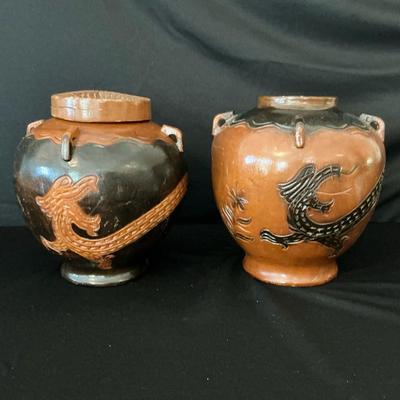 Carved Wooden Jars