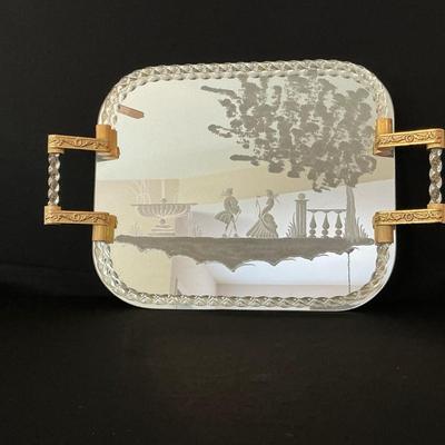 Etched Art Mirror With Handles