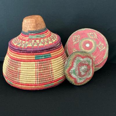 Handwoven Colorful Basket Trio