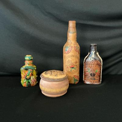 Leather/Resin Covered Bottles And Trinket Box