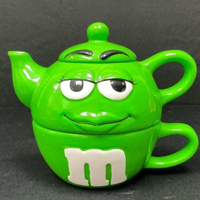 Green M And M’s Girl Tea Pot And Cup