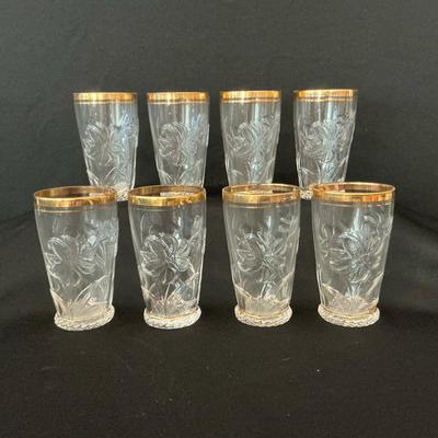 Gold Rimmed Flower Embossed Glasses