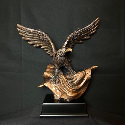 Copper Resin Bald Eagle With Flag