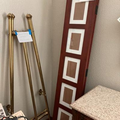 brass easels, phot- 3-panel room divider