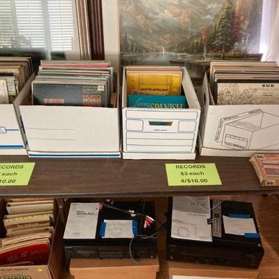 LP's- 33 1/3, 78's, 45's, Sony cassette deck, Onkyo receiver