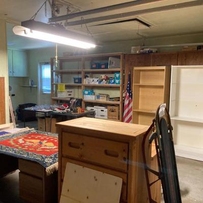 4-drawer solid wood chest of drawers, bookshelves, vintage  sled