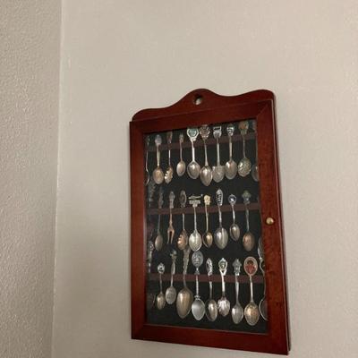 collectable spoons with display case