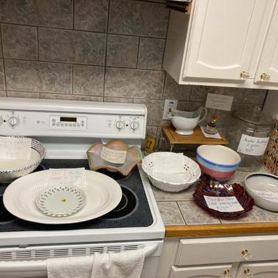 art glass, platters and bowls