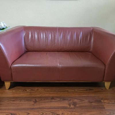 Post Modern  IKEA Red Leather Loveseat