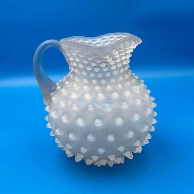 Antique Hobnail Glass Pitcher, 7.5 Inches in Height