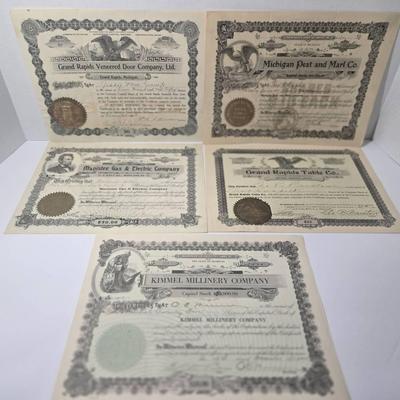 Antique Michigan Stock Certificates 