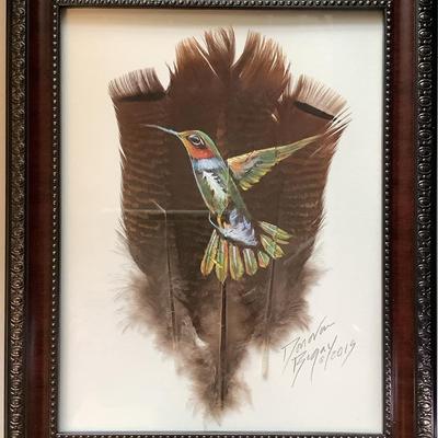 Navajo Artist David Begay - Hummingbird On Feathers - 2015