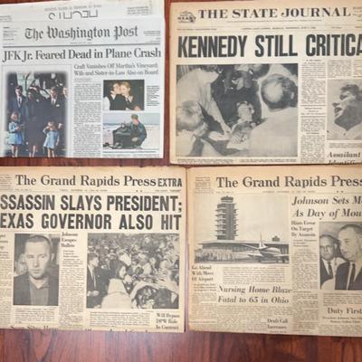 4 Papers JFK Killed, JFK Jr. Dead In Plane Crash, Robert Kennedy shot