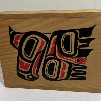 Northwest Coast Style Hawk Salmon Box by Steven C Evans