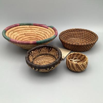 Small Handwoven Baskets - 4 Pieces 