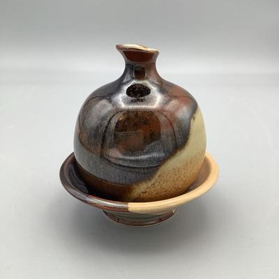 Signed Gibbs Miniature Stoneware Vase And Bowl Set