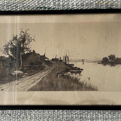 Antique Lithograph by J Rhodes Smith in Original Frame