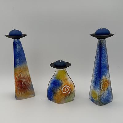 Diane Ferland Hand Blown  Candle Holders