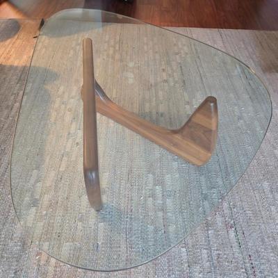 Authentic Herman Miller Noguchi Table – Walnut Base with Glass Top