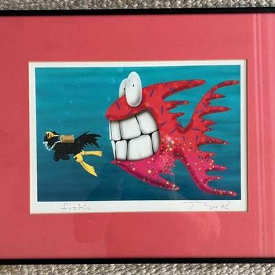John M. Booth Print Titled 'Fishin', 16x12 Inches