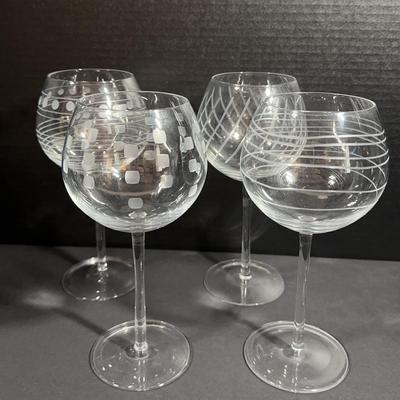 4 Mikasa Glasses Etched With Modern Designs