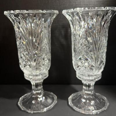 2 Towle Hurricane Candle Holders, Crystal