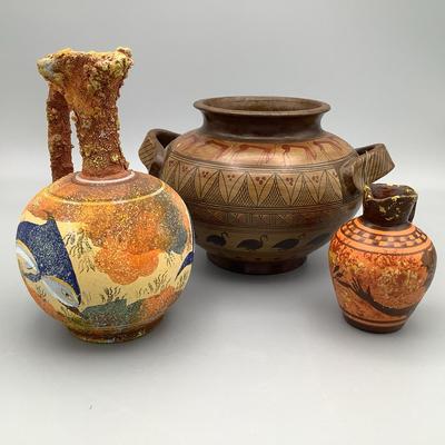 Miniature Ancient Greek Pottery Reproductions - Set Of Three
