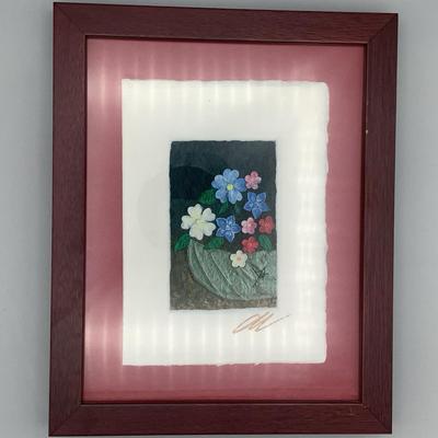 Flower Painting With Handcrafted Matting 