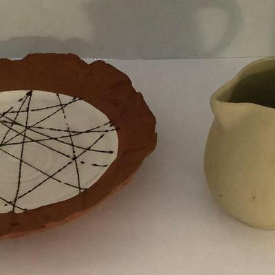 Hand Thrown Plate And Pitcher