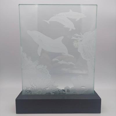 Etched Glass Dolphins