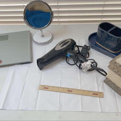 Bathroom Lot - Digital Scale, Conair Hairdryer, Tissuebox Cover 