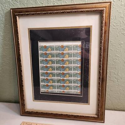 Framed Sheet of Unused 10c Banking & Commerce Stamps - 17x21"