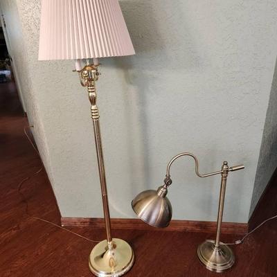 Vintage Lamps - Brass Floor Lamp (56" tall) & Reading Lamp (29")