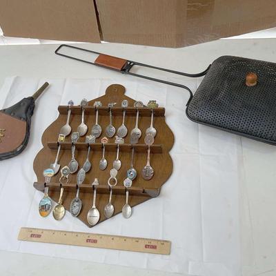 Vintage: Fireplace Bellow, Campfire Popcorn Popper, & Spoon Collection