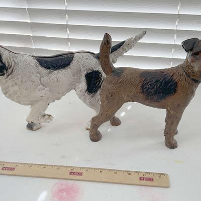 Vintage Cast Iron Doorstop English Setter Pointer & Fox Terrier Dogs