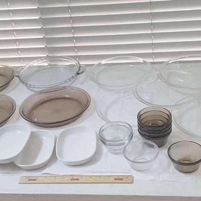 Huge Lot Of Pyrex & Anchor Hocking Pie Pans, Custard Cups & Corningware Sidekick
