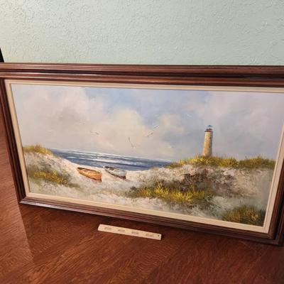Signed "Engel" Seascape Original Painting - 55x32"