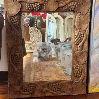 Sale Photo Thumbnail #14: Stunning Wood carved Grapevine Vintage Mirror