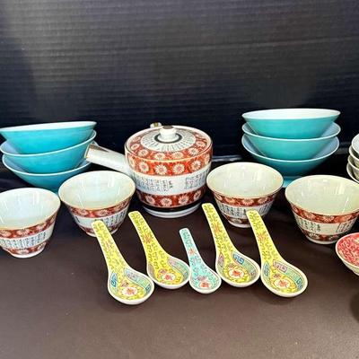 Chinese Dishes Featuring Mun Shou Longevity Rice Bowls