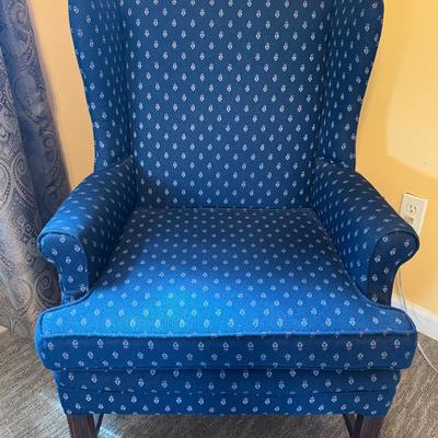 Vintage Blue Wing Back Arm Chair 