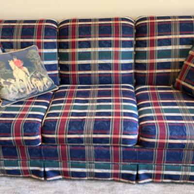 Blue & Red Striped Simmons Plaid Sleeper Sofa