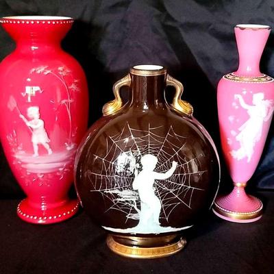 Antique Hand-Painted Vases – Mary Gregory & English Aesthetic Moon Vase