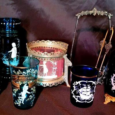 Mary Gregory & More: Antique Art Glass Vases, Pickle Caster & Hand-Painted Treasures