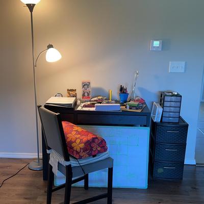 41x20x30” Desk, Chair White Board And More